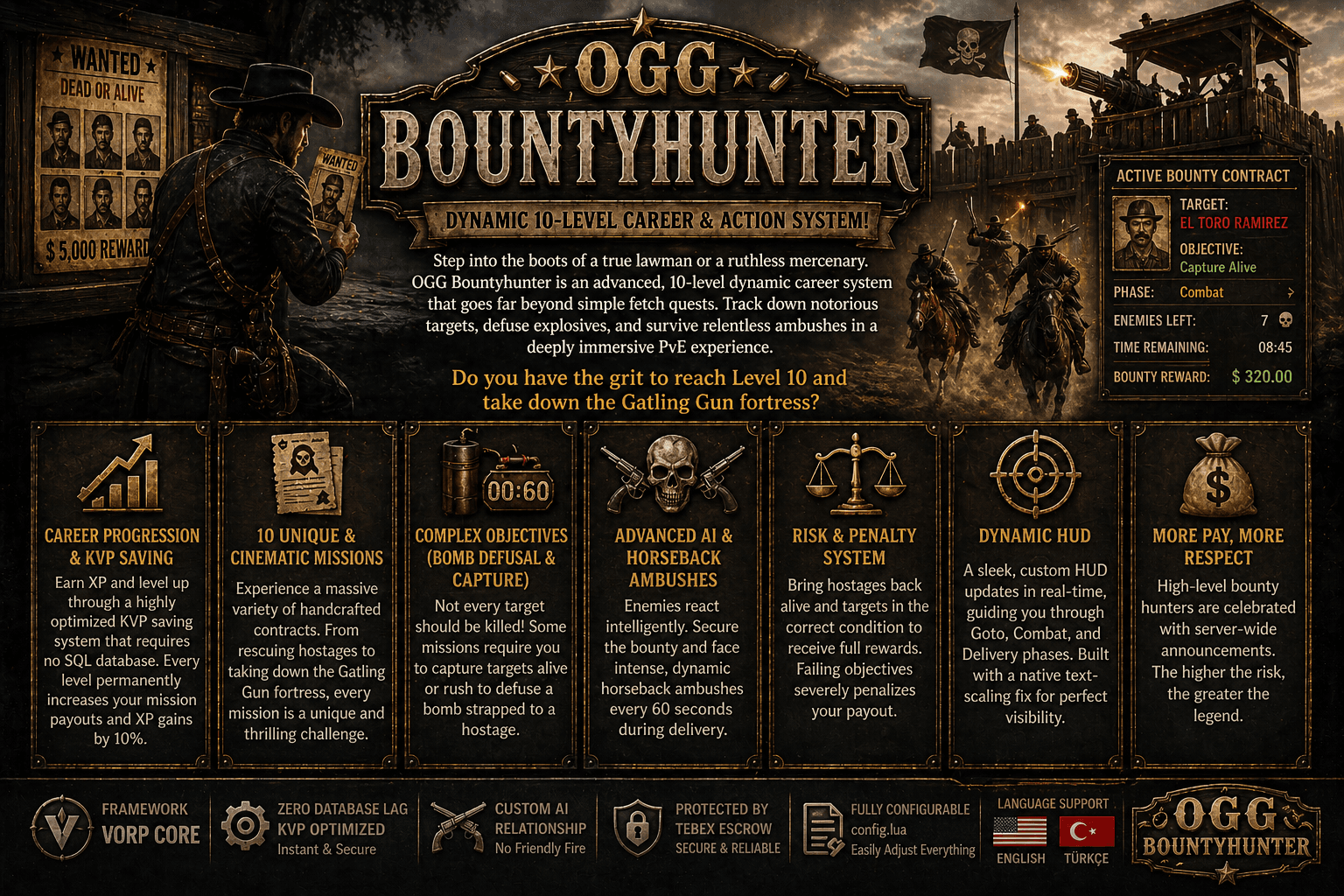 OGG BOUNTYHUNTER - Dynamic 10-Level Career & Action System!