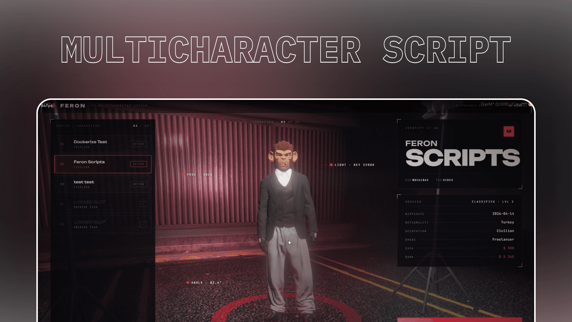 ESX Feron Multicharacter - Cinematic Character Selection + Premium Slots OPEN SOURCE
