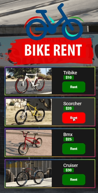 BulgaR BikeRental (ESX) / (QBCore)