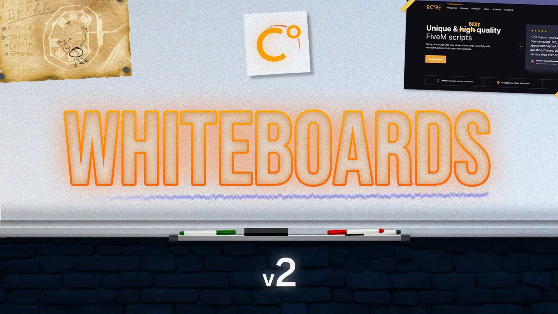 Whiteboards with in-game editor